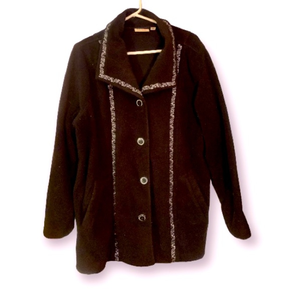 Denim & Co women’s button up black coat size XL